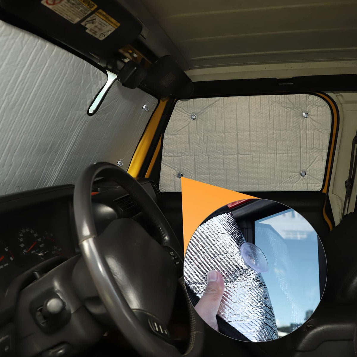 Windshield Sun Shade Sun Visor for Jeep Wrangler TJ, 6PCs Pack of 2 F9789