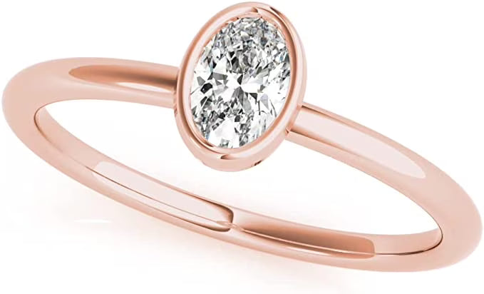 Oval Diamond Solitaire Engagement Ring in 14K Gold J819