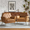Leather Button-Tufted Arm Chair Set of 2 C82622