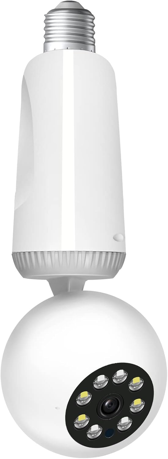2MP 1080P Wireless Lightbulb Powered PTZ Security Camera with E27 Bulb Connector, Pack of 2 I44126
