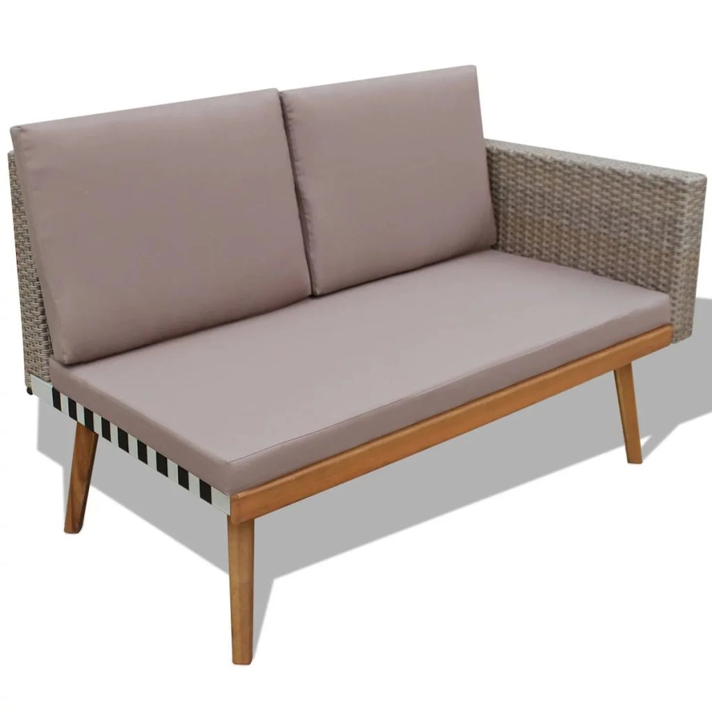 4 Piece Gray Poly Rattan Outdoor Sectional Sofa with Coffee Table and Cushions A523448