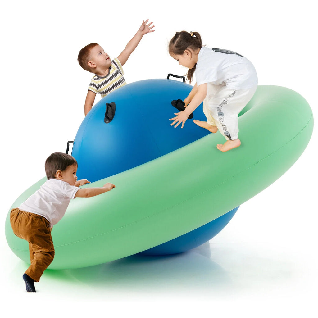 Green & Blue Inflatable Dome Rocker Bouncer with 6 Handles K3242