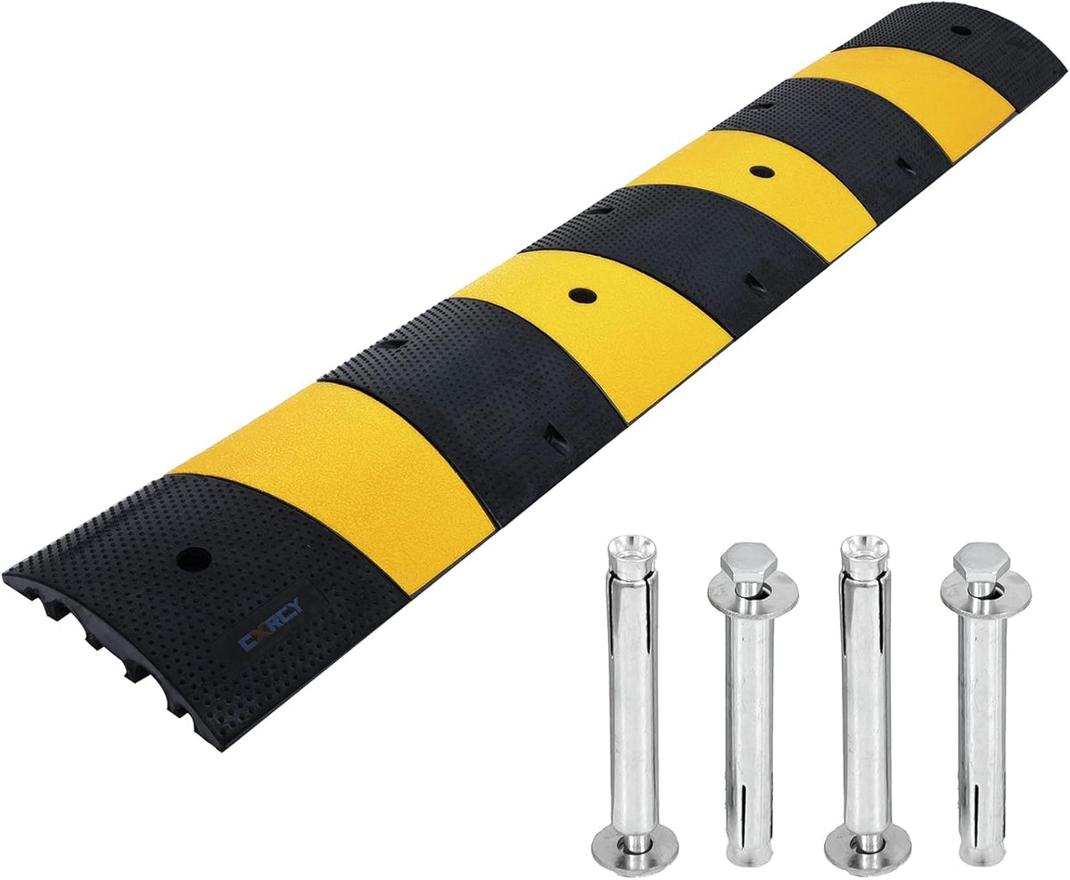 Heavy Duty Rubber Speed Bump 6FT 1 Pack with 4 Bolts (71.7 x 12 x 2.4 Inch) M4250