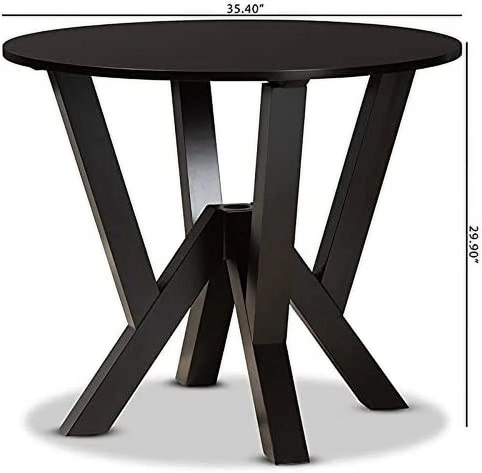 Dark Brown Round Wood Dining Table R747015