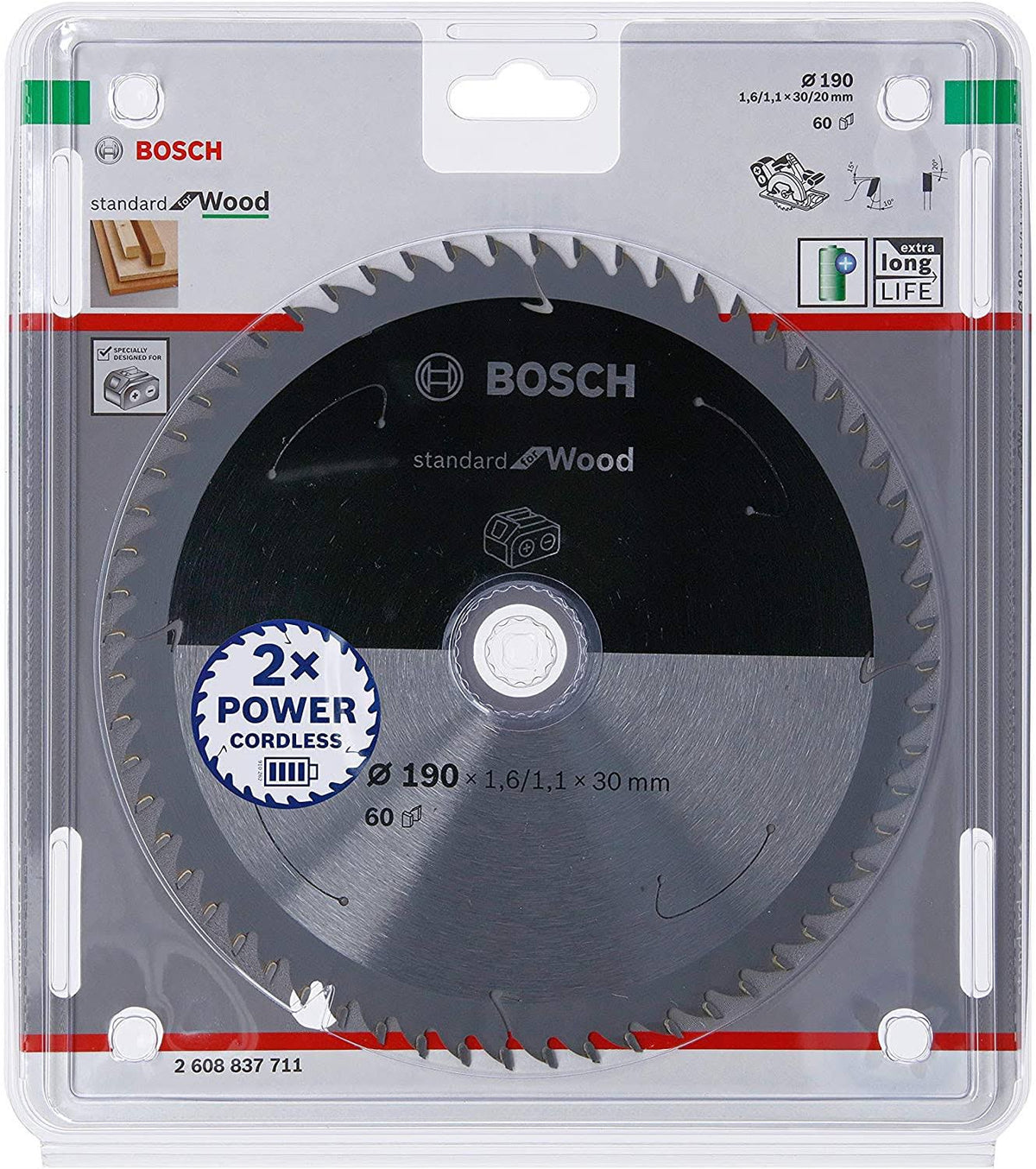 Circular Saw Blade for Wood, 190 x 30 x 1.6 mm, 60 Teeth F442