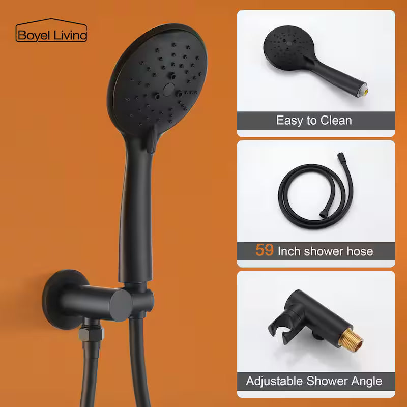 Wall Mount Dual Shower Heads with Pressure Balance Valve in Matte Black P935