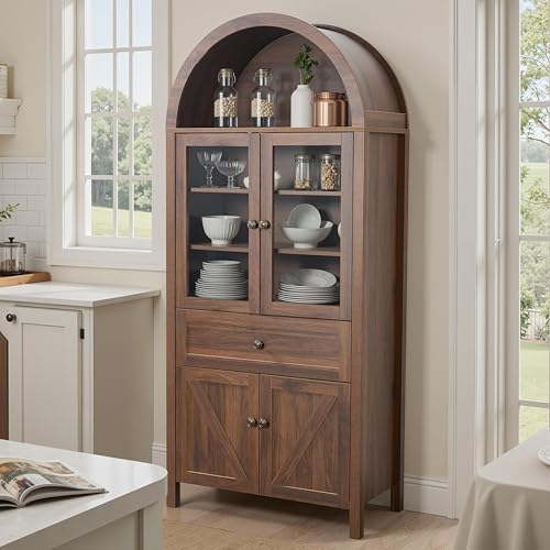 Pantry Cabinet with Drawer, 2 Cabinets and 6 Door Shelves, Adjustable Shelves, 71.65" C8055