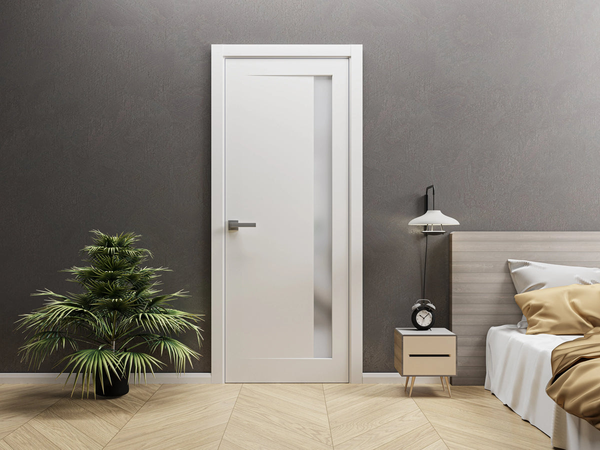 Matte Black Double Barn Door with Frosted Glass D742