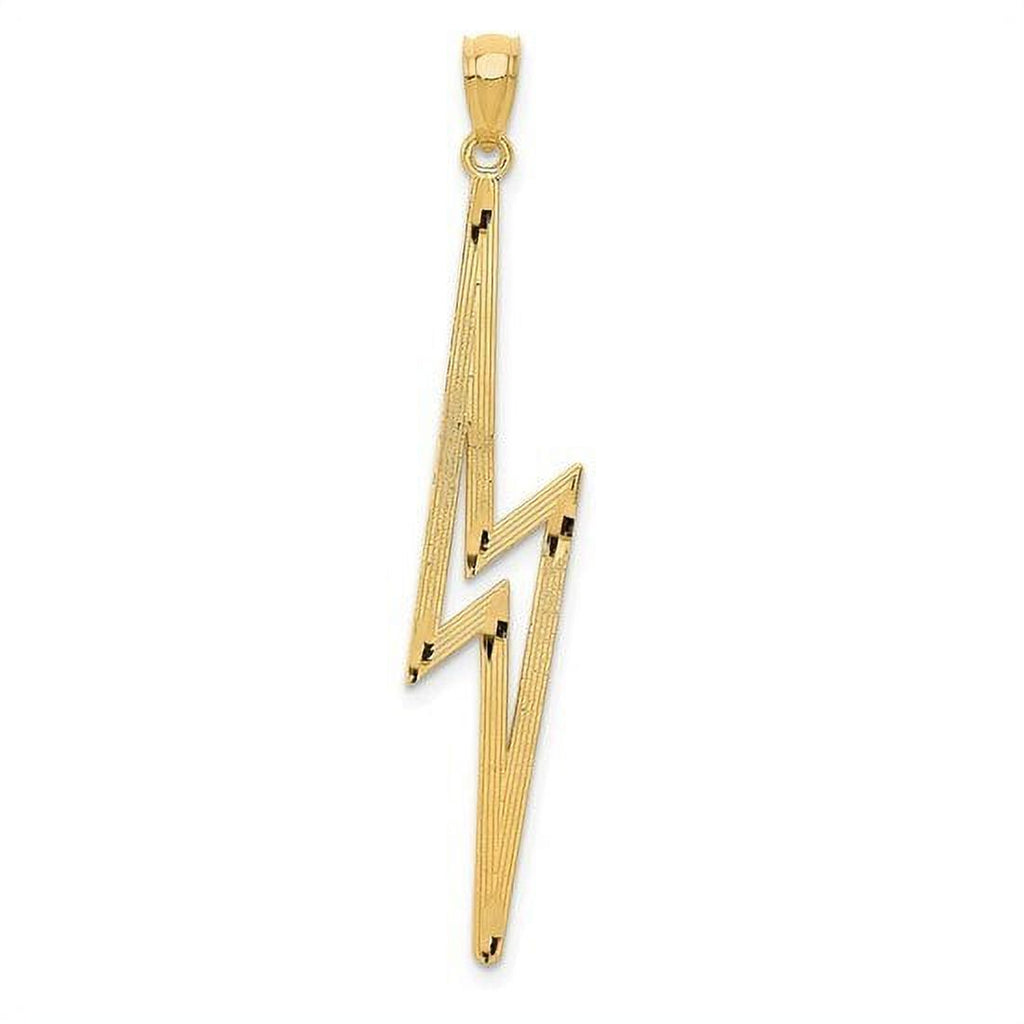 14k Yellow Gold Polished Diamond-Cut Lightning Bolt Pendant Q3453