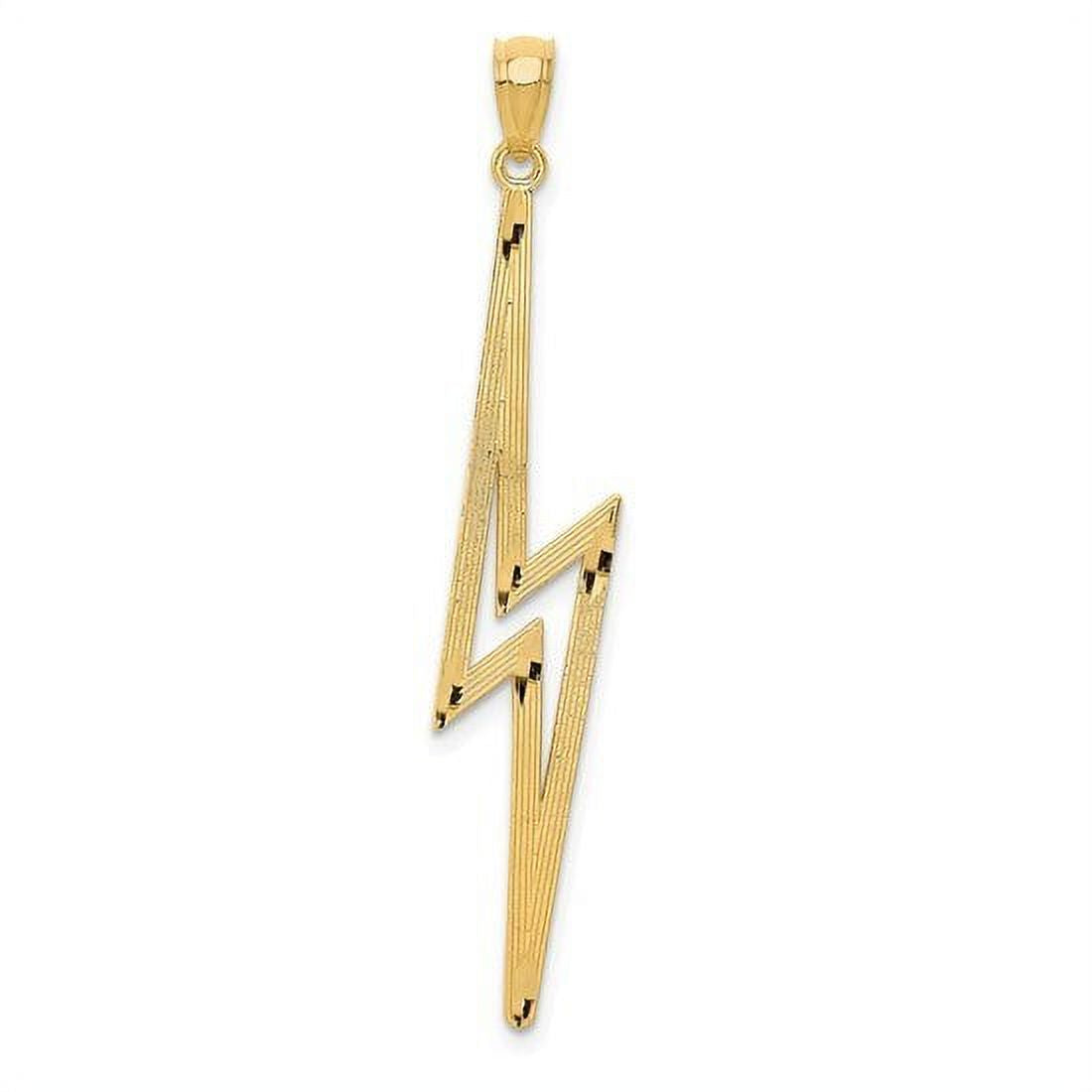 14k Yellow Gold Polished Diamond-Cut Lightning Bolt Pendant Q3453