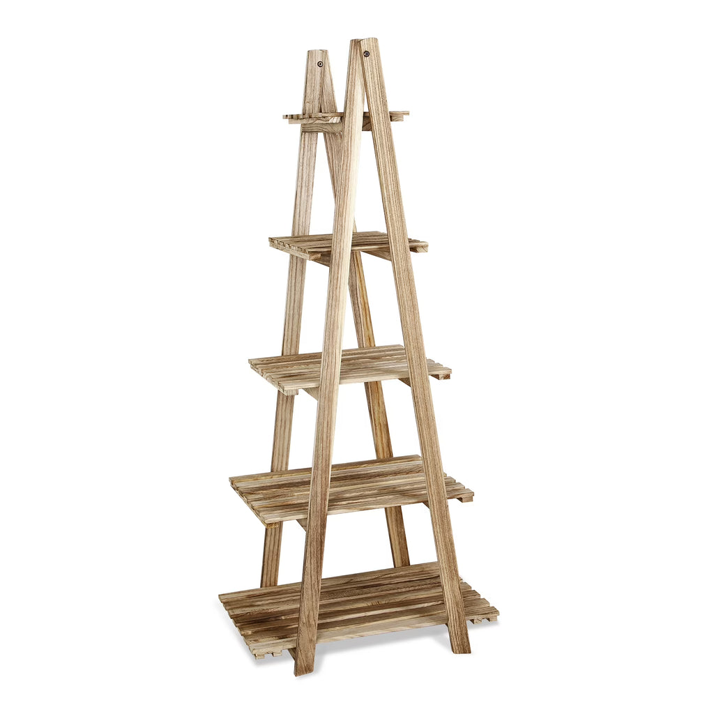 5-Tier Ladder Shelf Bookcase Storage Display Shelf Natural S37768