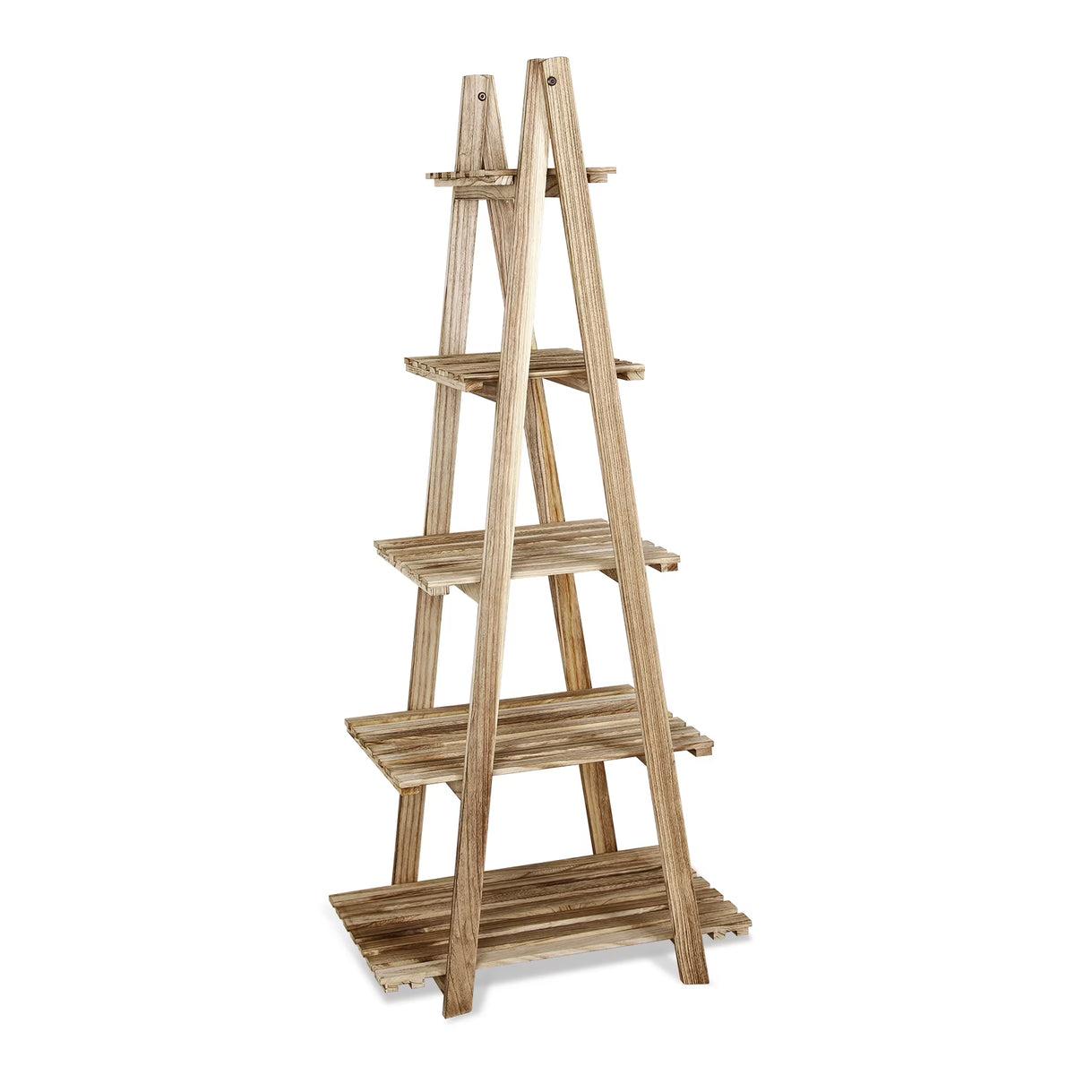 5-Tier Ladder Shelf Bookcase Storage Display Shelf Natural S37768