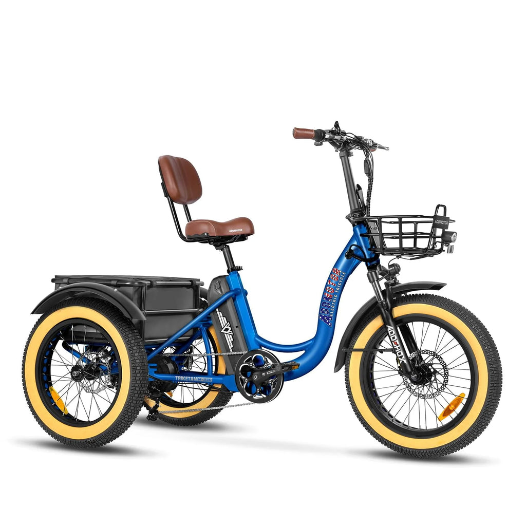 Step-Thru Fat Tire Electric Trike with Basket, 750W 48V 20Ah Black X379742