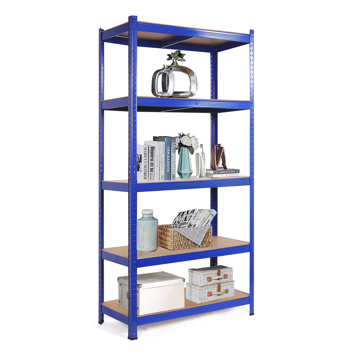 5 Tier Heavy Duty Metal Storage Shelving Unit, Blue F7315