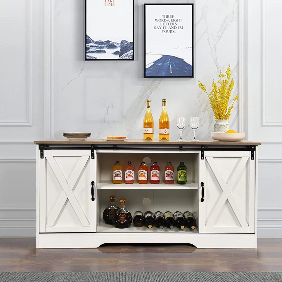 59'' White TV Stand O917