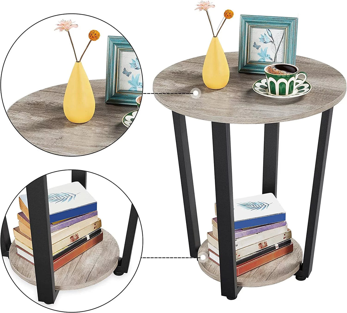 Round 2 Tier Side Table with Storage J252126