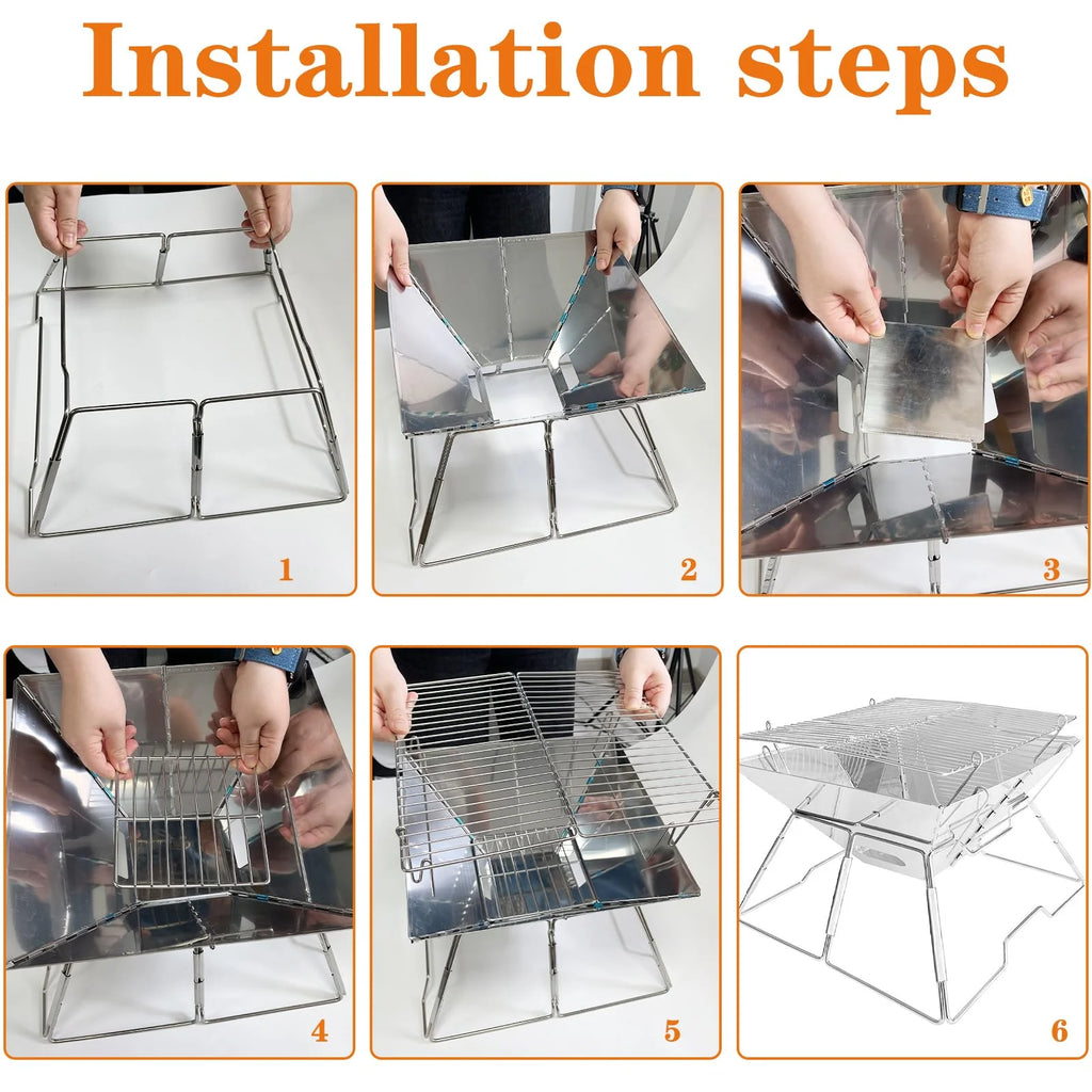 Charcoal Folding Stainless Steel BBQ Grill E182515