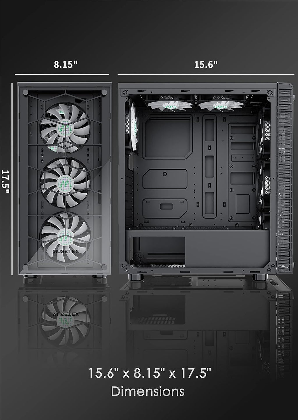 ATX Mid-Tower PC Case with 6 Pcs 120mm ARGB Fans, Tempered Glass, USB 3.0 H770556