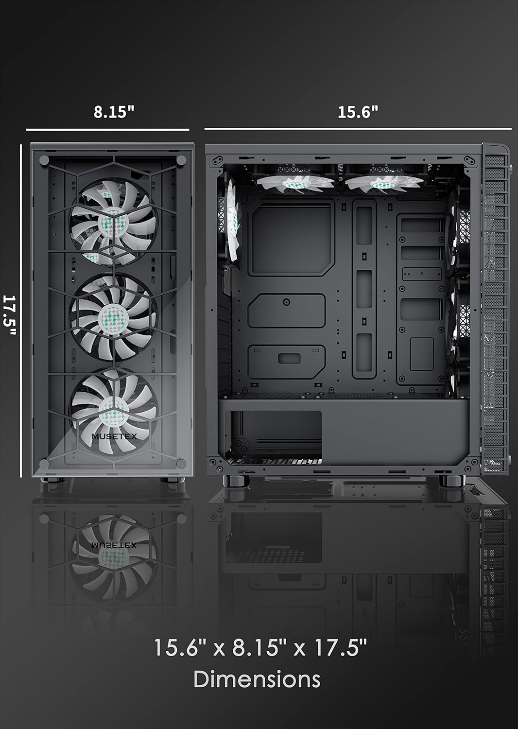 ATX Mid-Tower PC Case with 6 Pcs 120mm ARGB Fans, Tempered Glass, USB 3.0 H770556