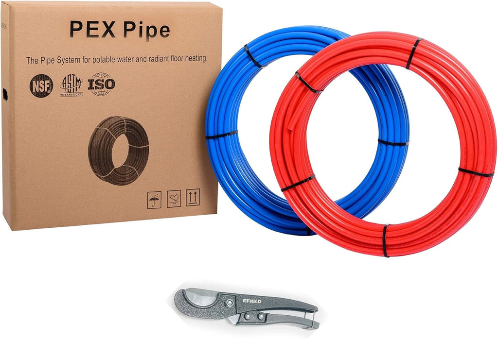 Blue & Red 1/2 inch 2 Rolls x75 ft (150 ft) Pex-b Pipe/Tubing with Pipe Cutter M73525