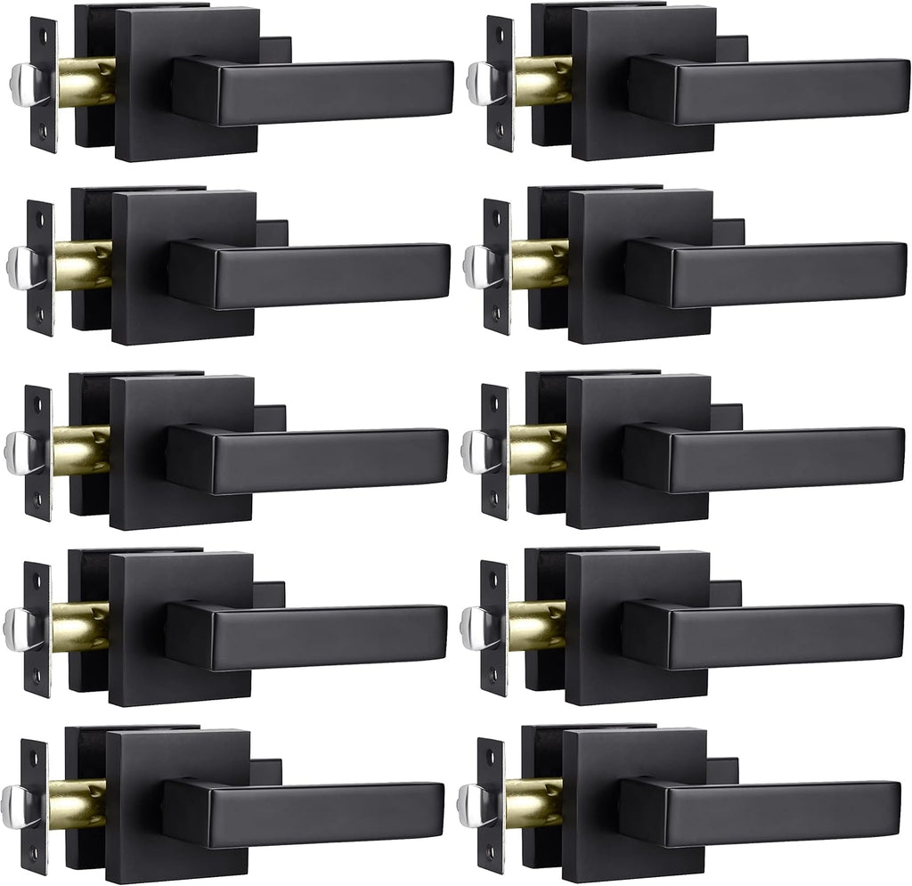 Matte Black 4 Pack Privacy Lever Lock Set for Interior Door C258