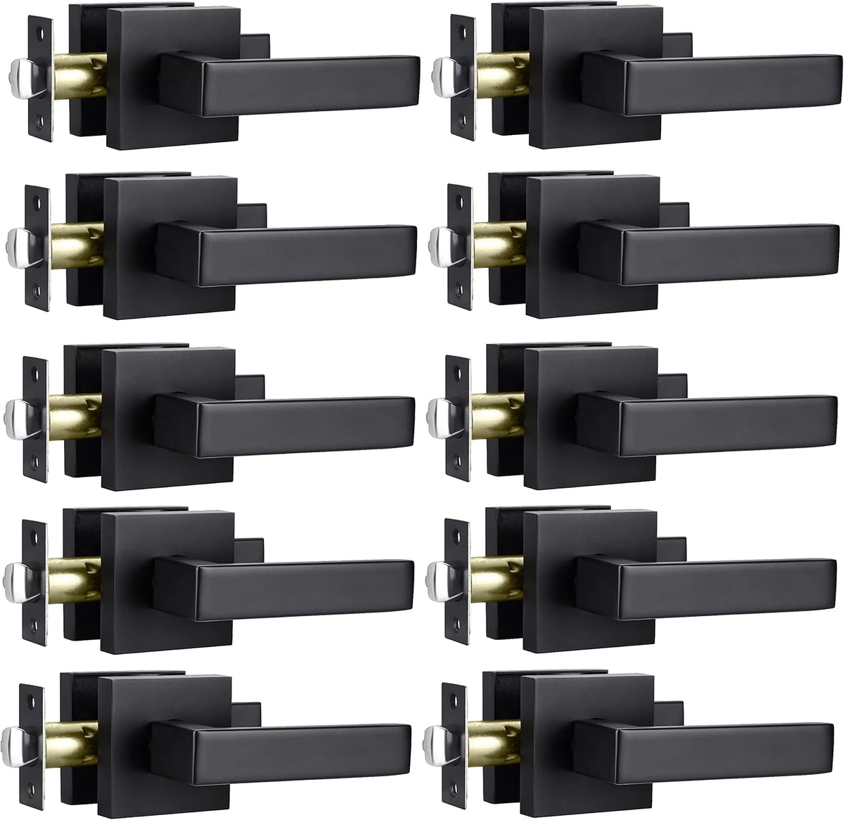 Matte Black 4 Pack Privacy Lever Lock Set for Interior Door C258