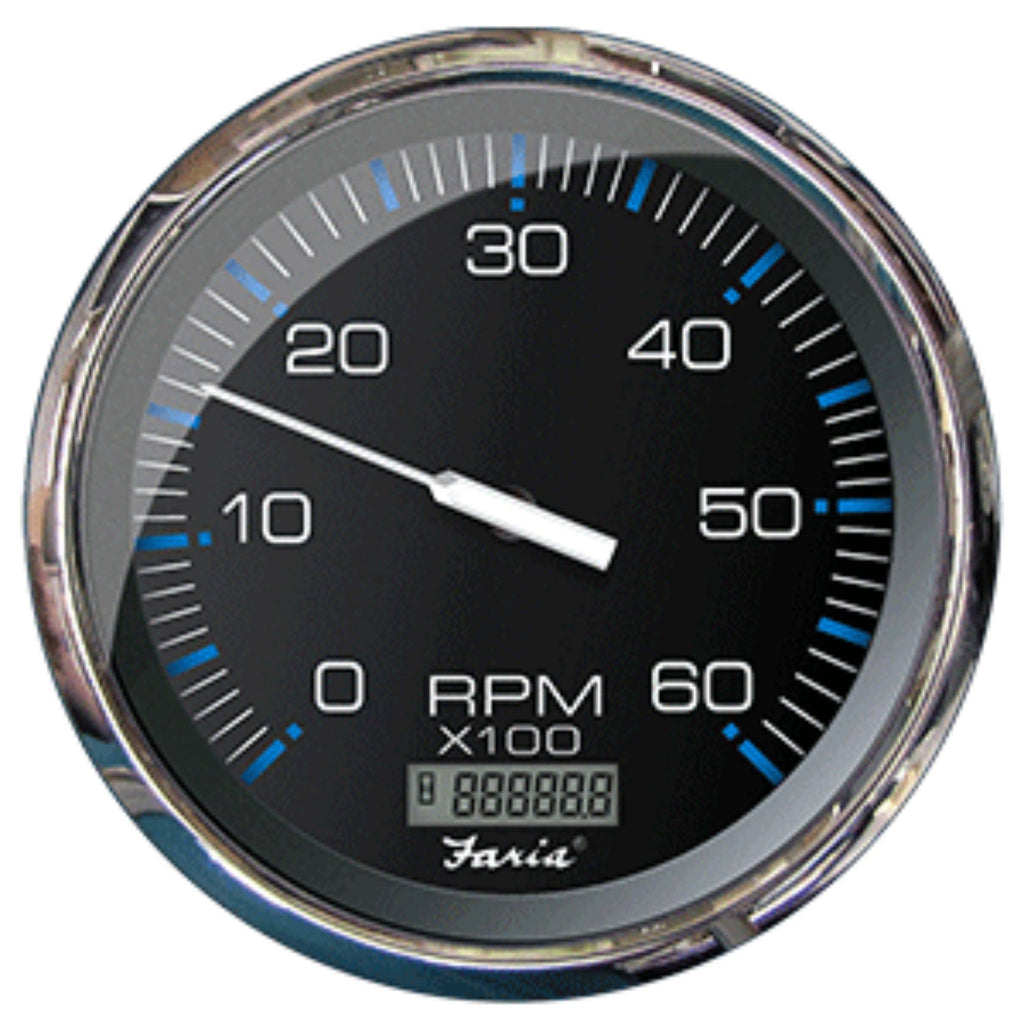Black 5x22 Tachometer with Digital Hourmeter, 6000 RPM M730