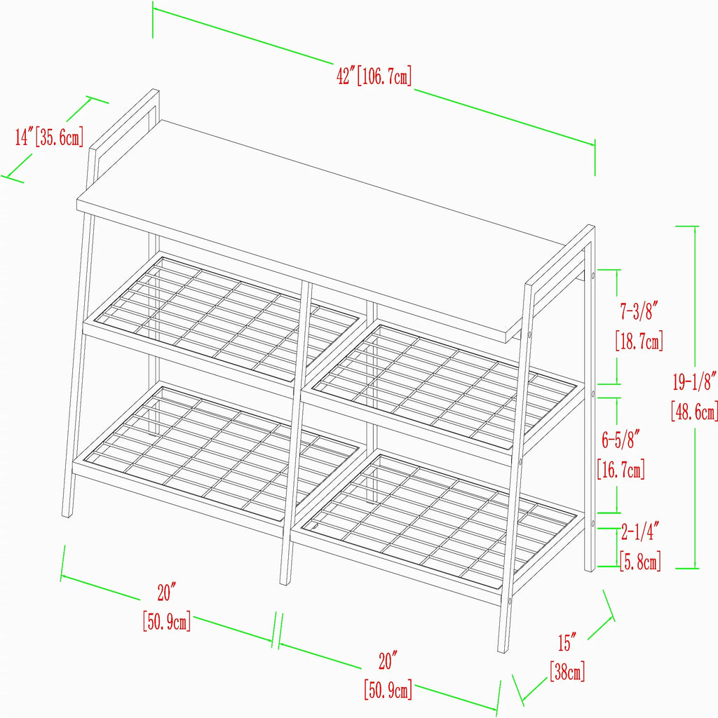 3-Tier Metal MDF Wood Shoe Rack Y54000
