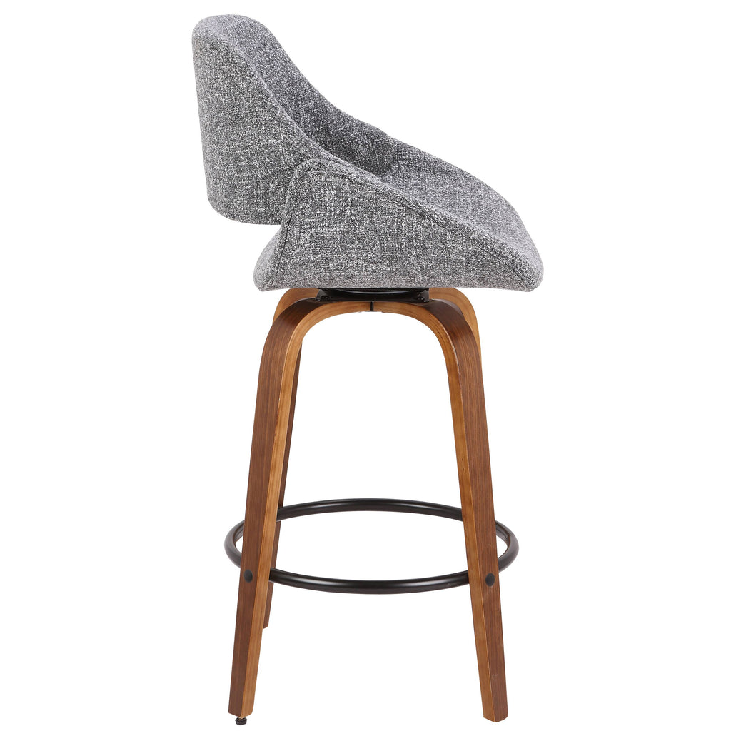 Walnut and Grey Noise Fabric Counter Stool H875050