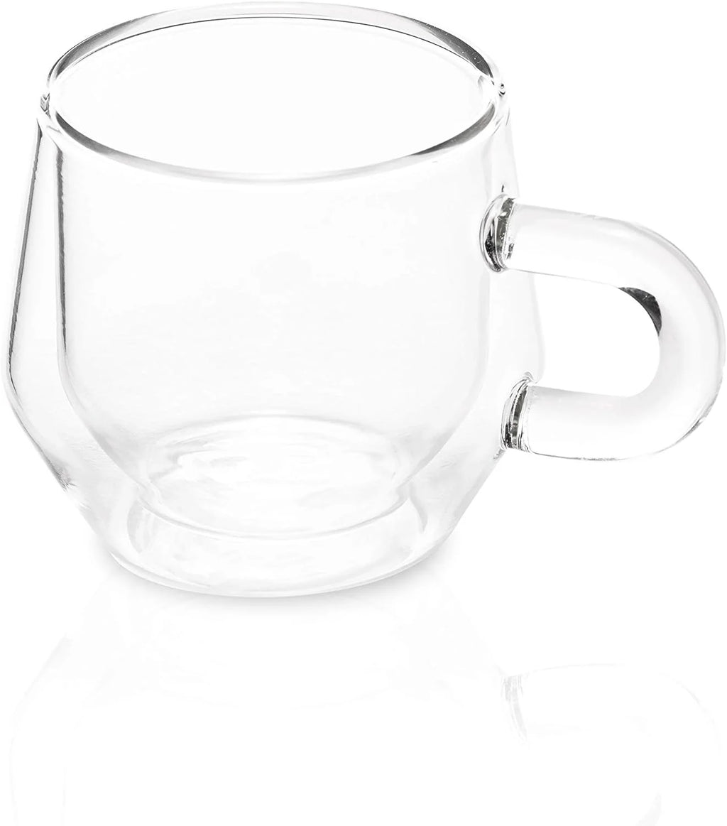 Clear 4Oz Double Walled Glass Espresso Cups with Handles O851