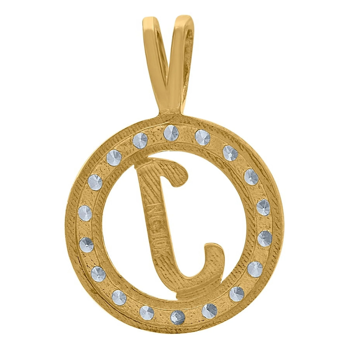 10k Two Tone Gold CZ Initial J Pendant Necklace X885341