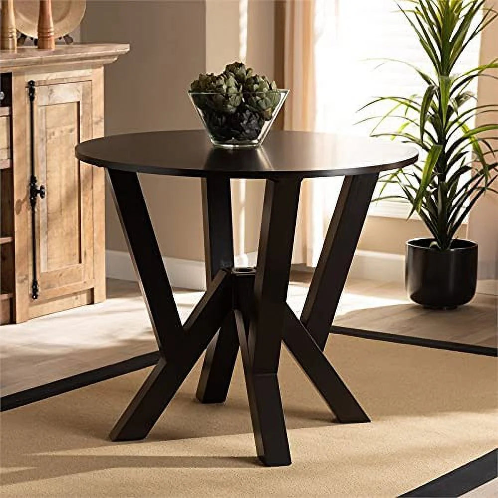 Dark Brown Round Wood Dining Table R747015