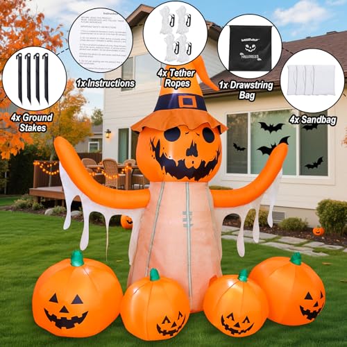 8FT LED Pumpkin Inflatable Halloween Decoration R71435