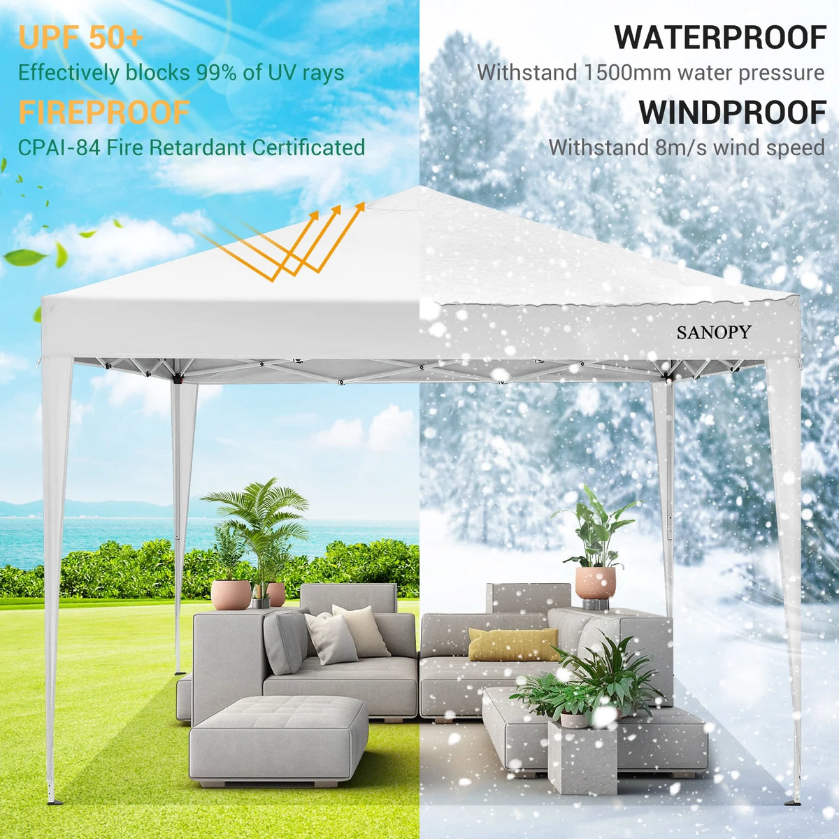 10'x10' Pop Up Canopy Tent with Sandbag & Carrying Bag, Khaki R980627