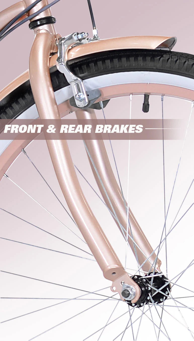 26 In. Rose Gold Women's Cruiser Bike A1355