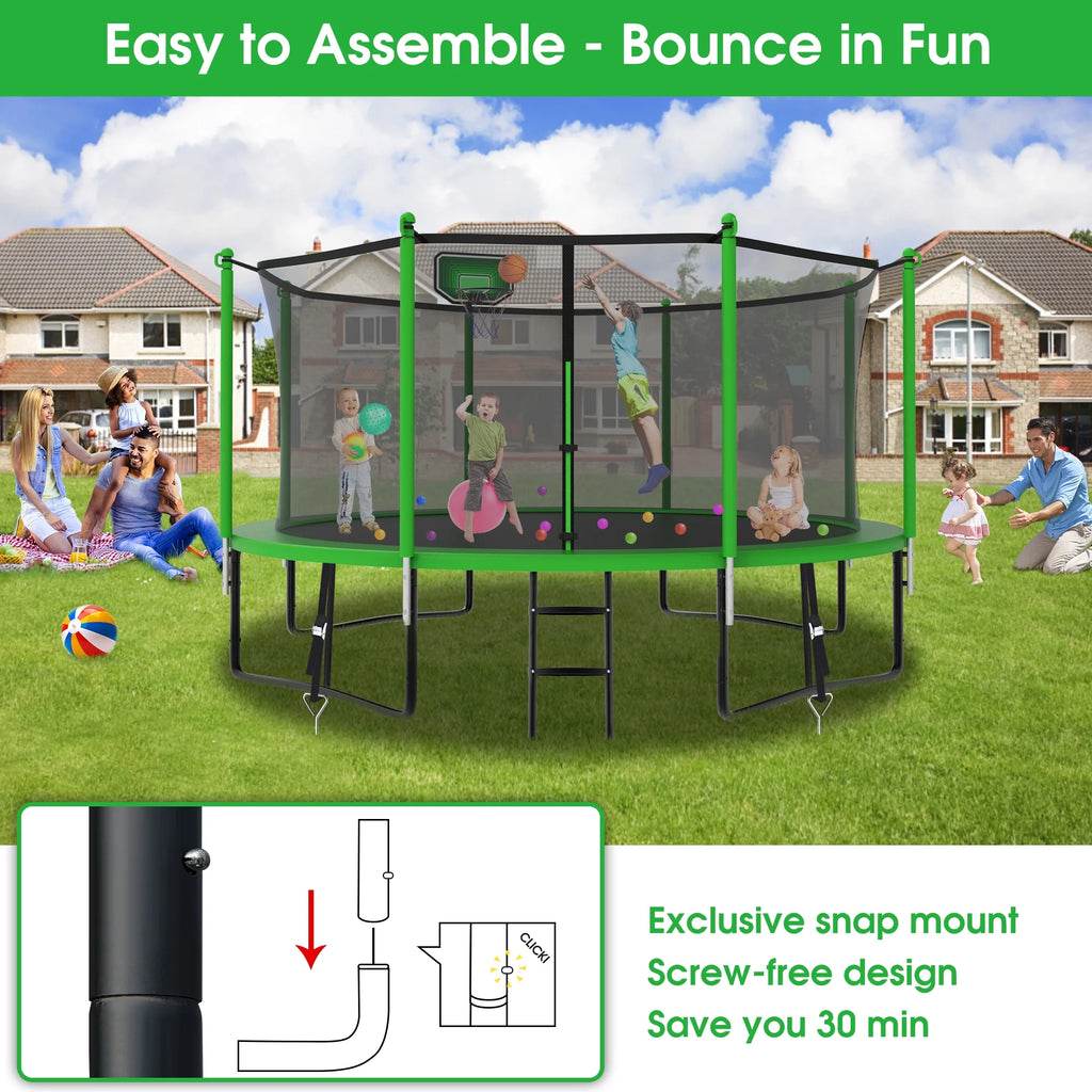 12FT Round Outdoor Trampoline with Enclosure Net Z22771