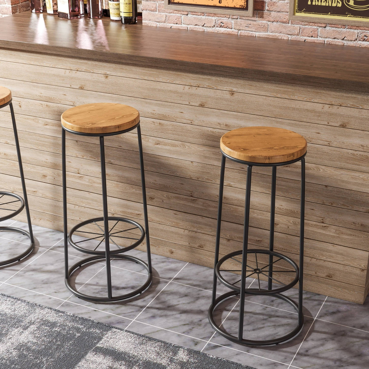 Rustic Metal Barstools Set of 2 A767