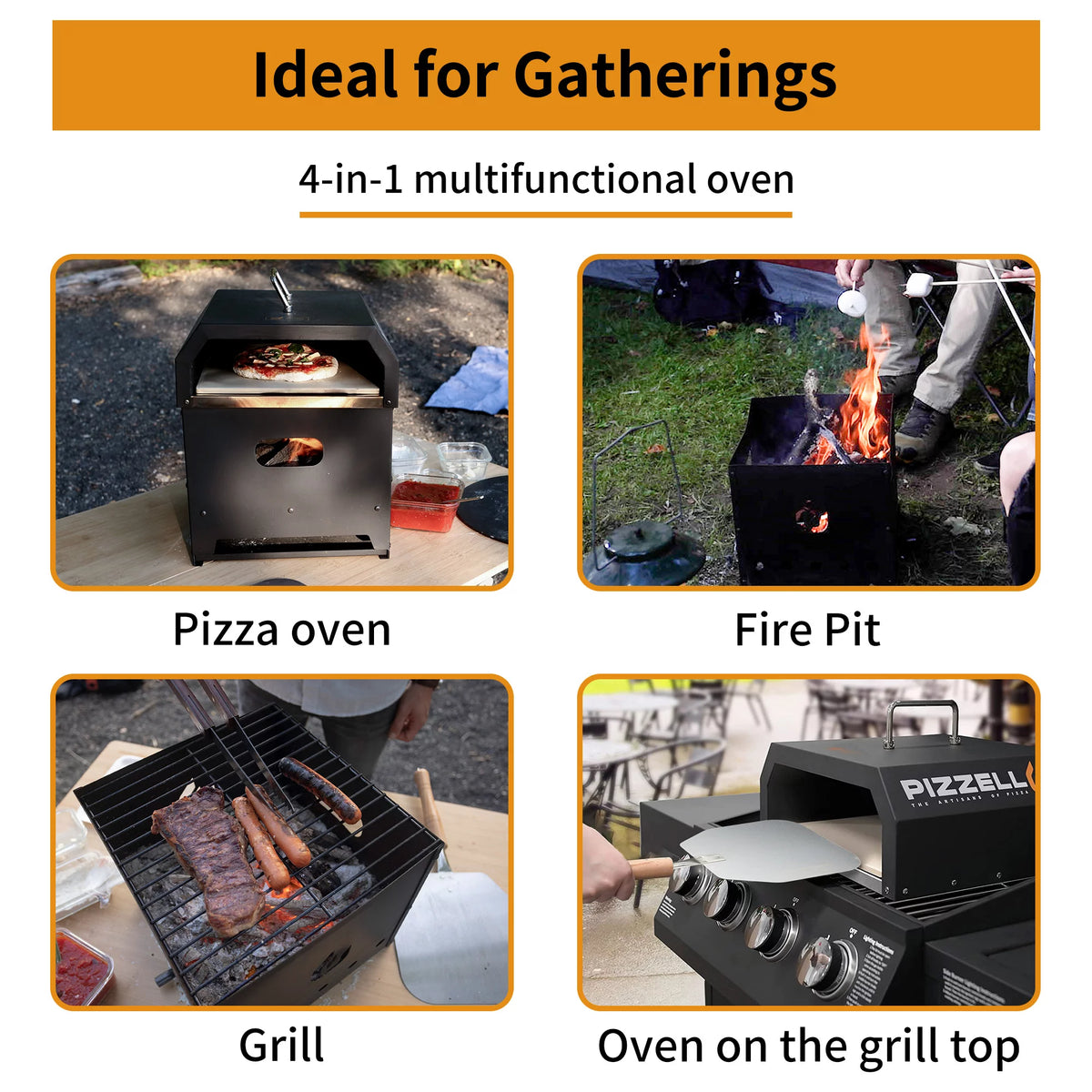 4 in 1 Wood Fired 12 inch Pizza Oven Y7480