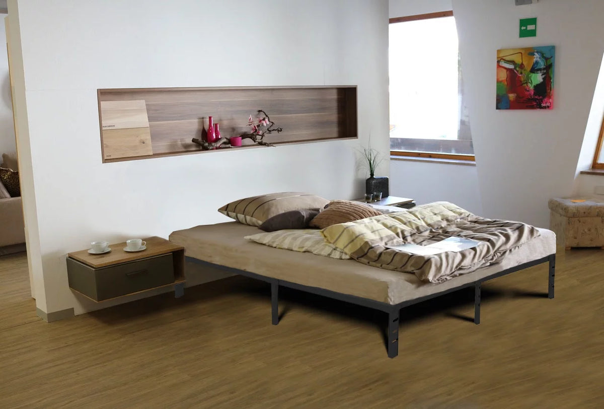 18 inches Full Size Black Metal Platform Bed Frame with Storage A791218