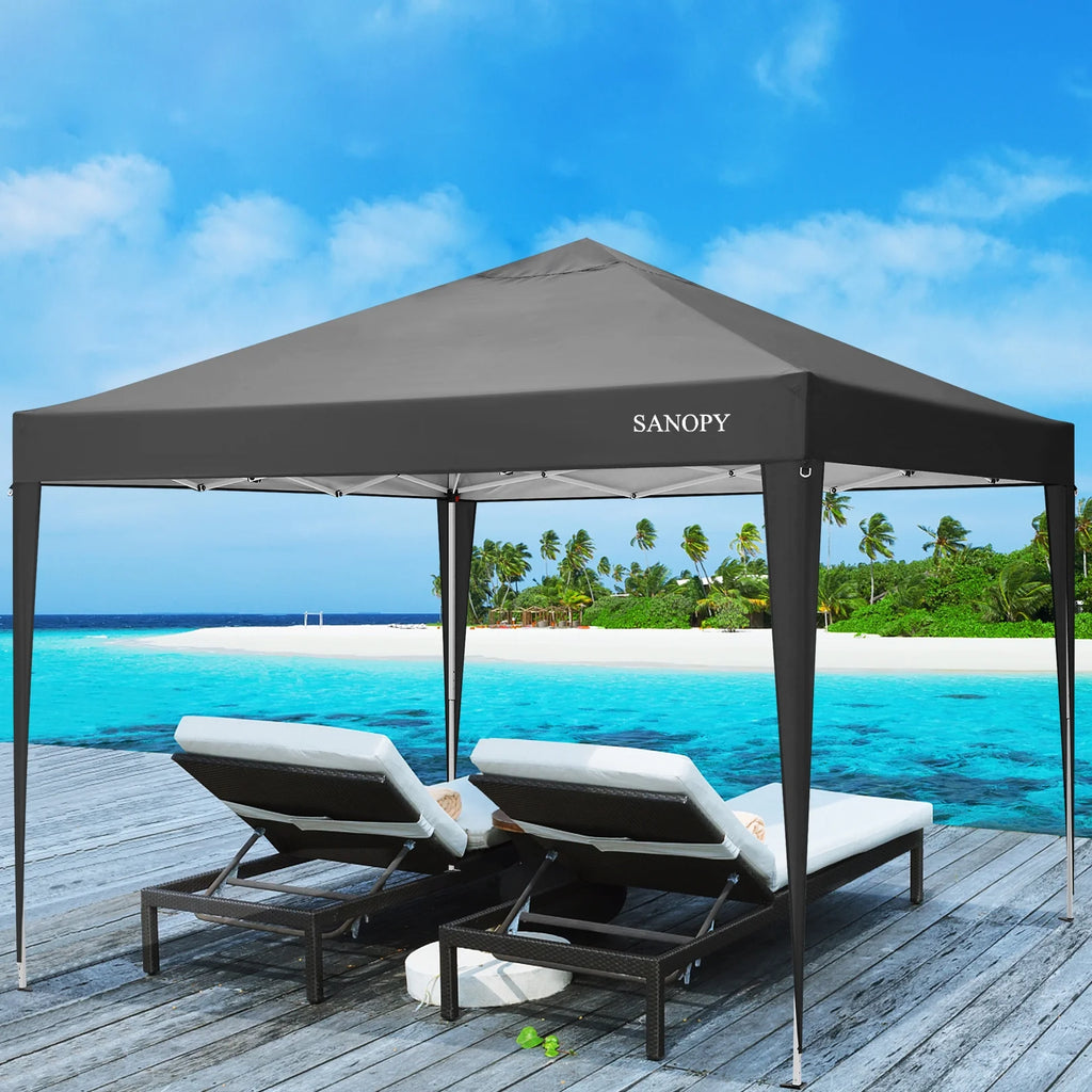 10'x10' Pop Up Canopy Tent with Sandbag & Carrying Bag, Khaki R980627
