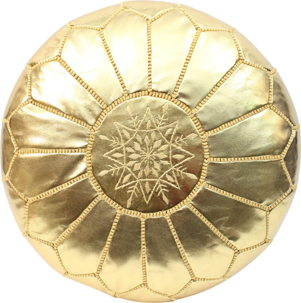 Round Moroccan Pouf Cover Genuine Leather Hand Stitched X693