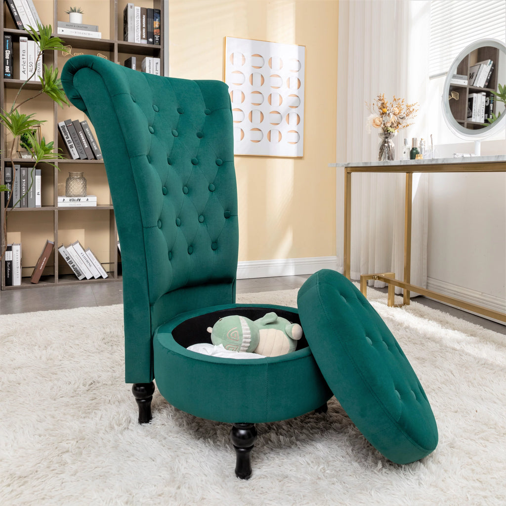 Green Velvet High Back Vanity Chair J996