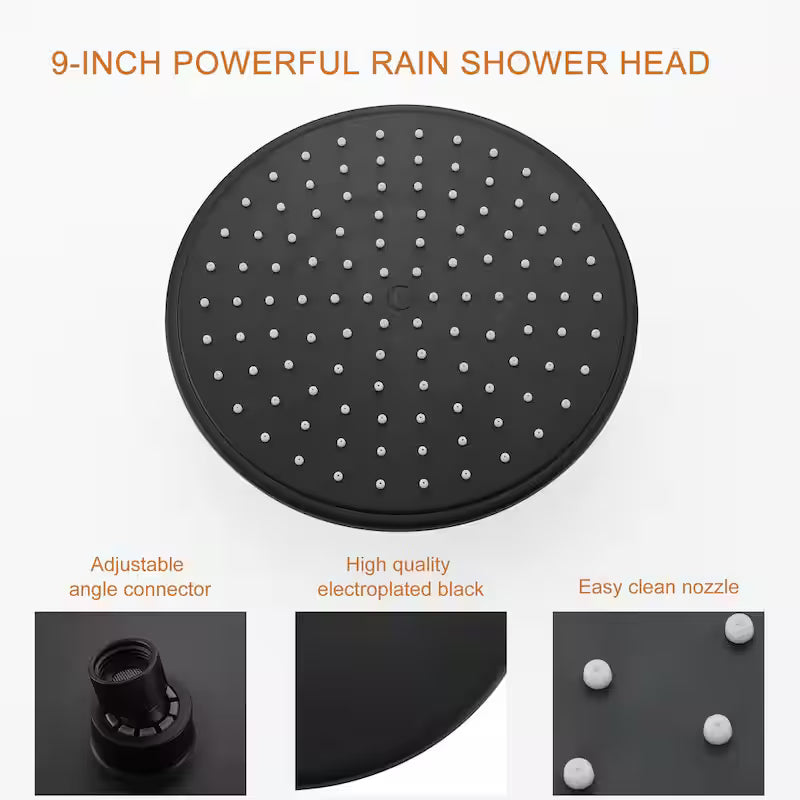 Wall Mount Dual Shower Heads with Pressure Balance Valve in Matte Black P935