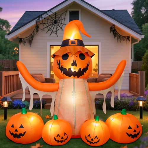 8FT LED Pumpkin Inflatable Halloween Decoration R71435