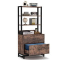 Rustic Brown/Black 2 Drawer Lock File Cabinet Y7361