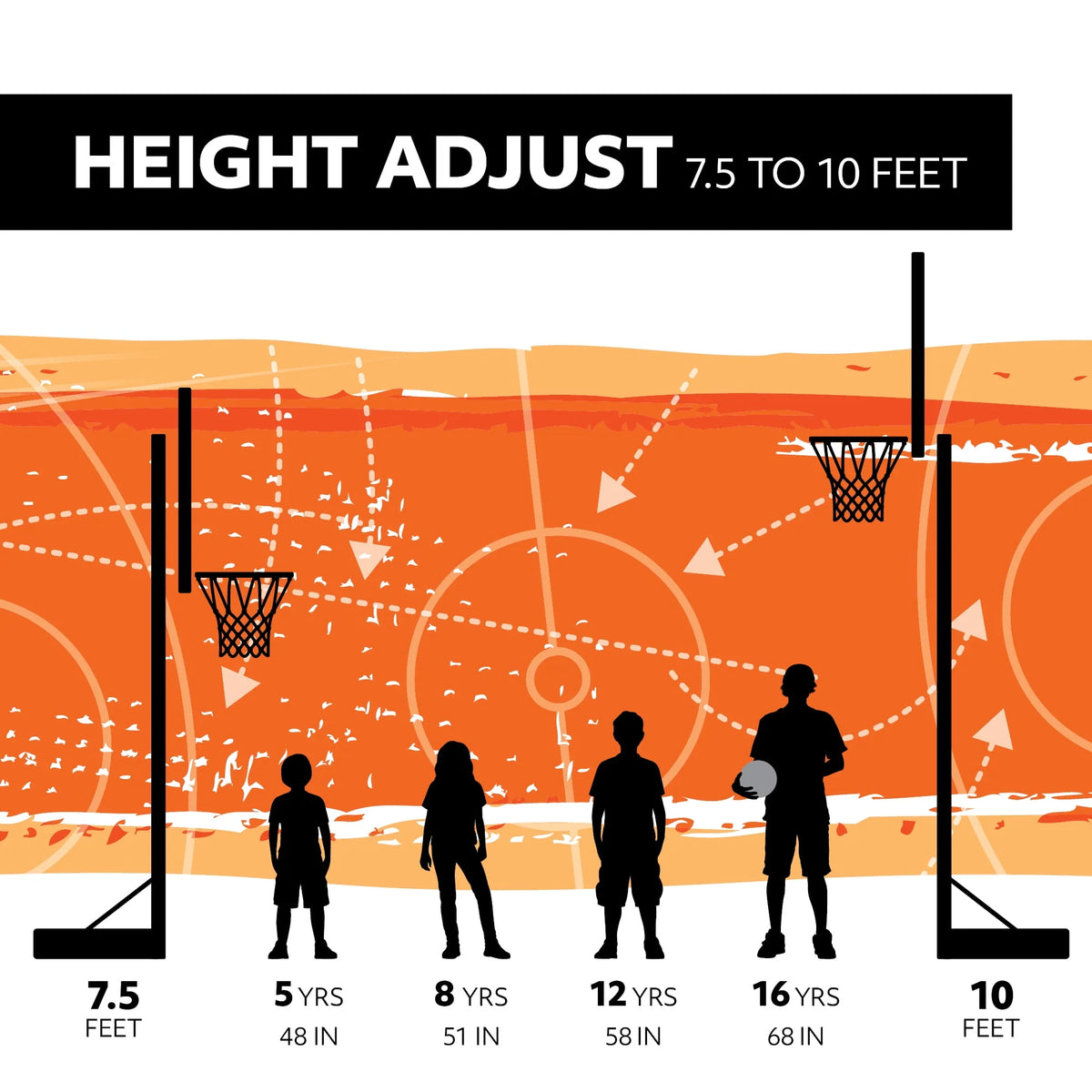 Adjustable Portable Basketball Hoop 44 inch I404