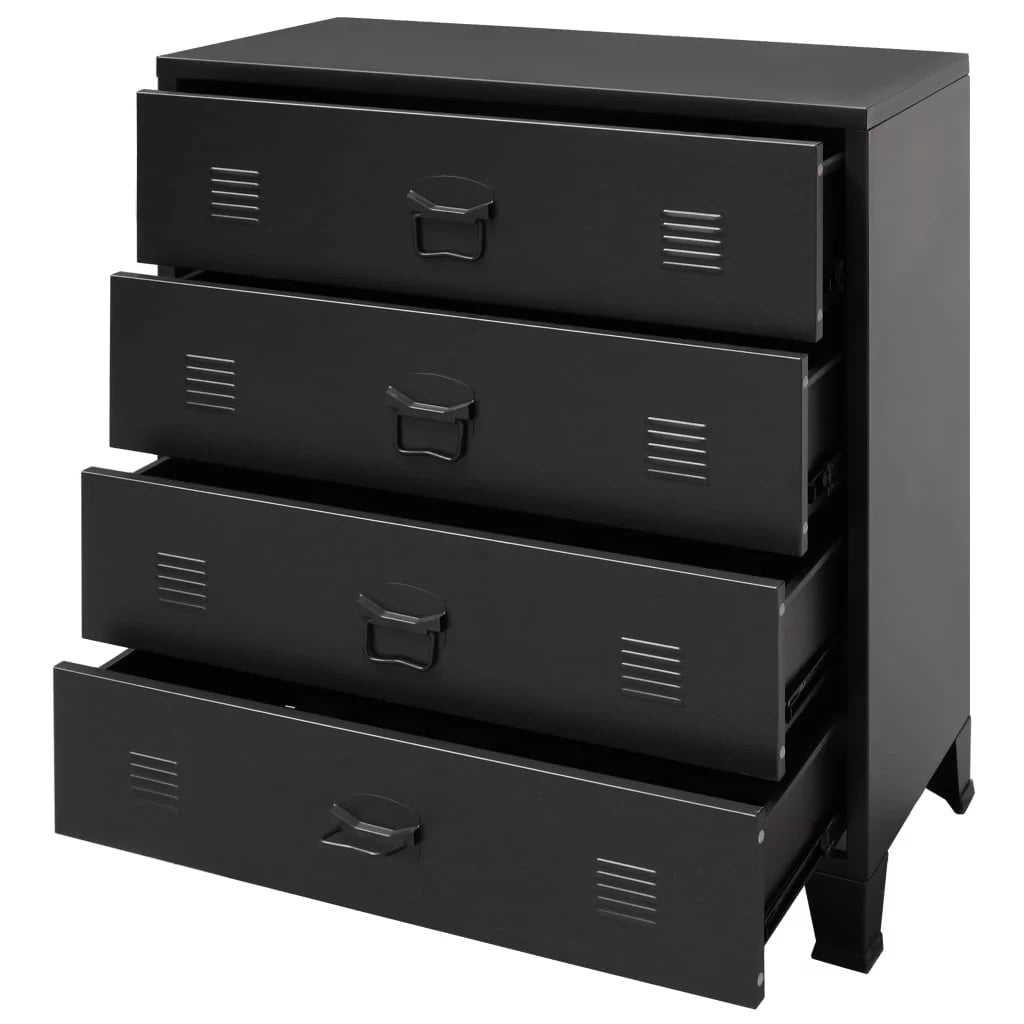 Black 4 Drawer Metal Dresser J40145