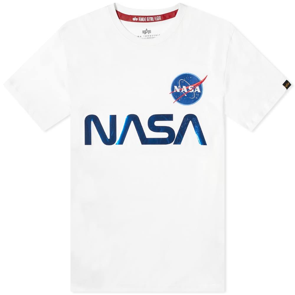 White & Blue Reflective Cotton Tee A573926