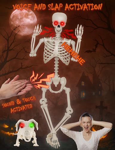 Life Size Skeleton with Glowing Eyes Movable Joints U3528