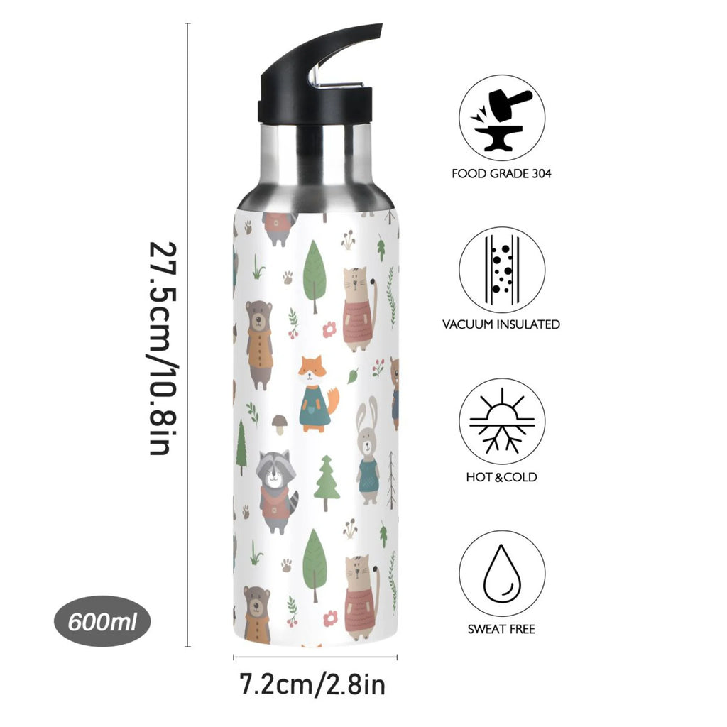 20 oz Insulated Stainless Steel Kids Water Bottle with Straw Lid P533206